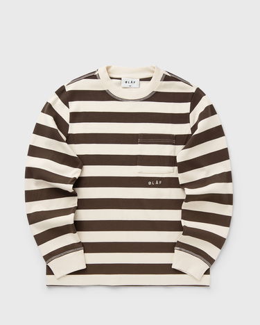 Tričko ØLÅF Long Sleeve Striped Rib Crewneck Top with Pocket Béžová | M220204-HOTFUDGE-OFF-WHITE, 0
