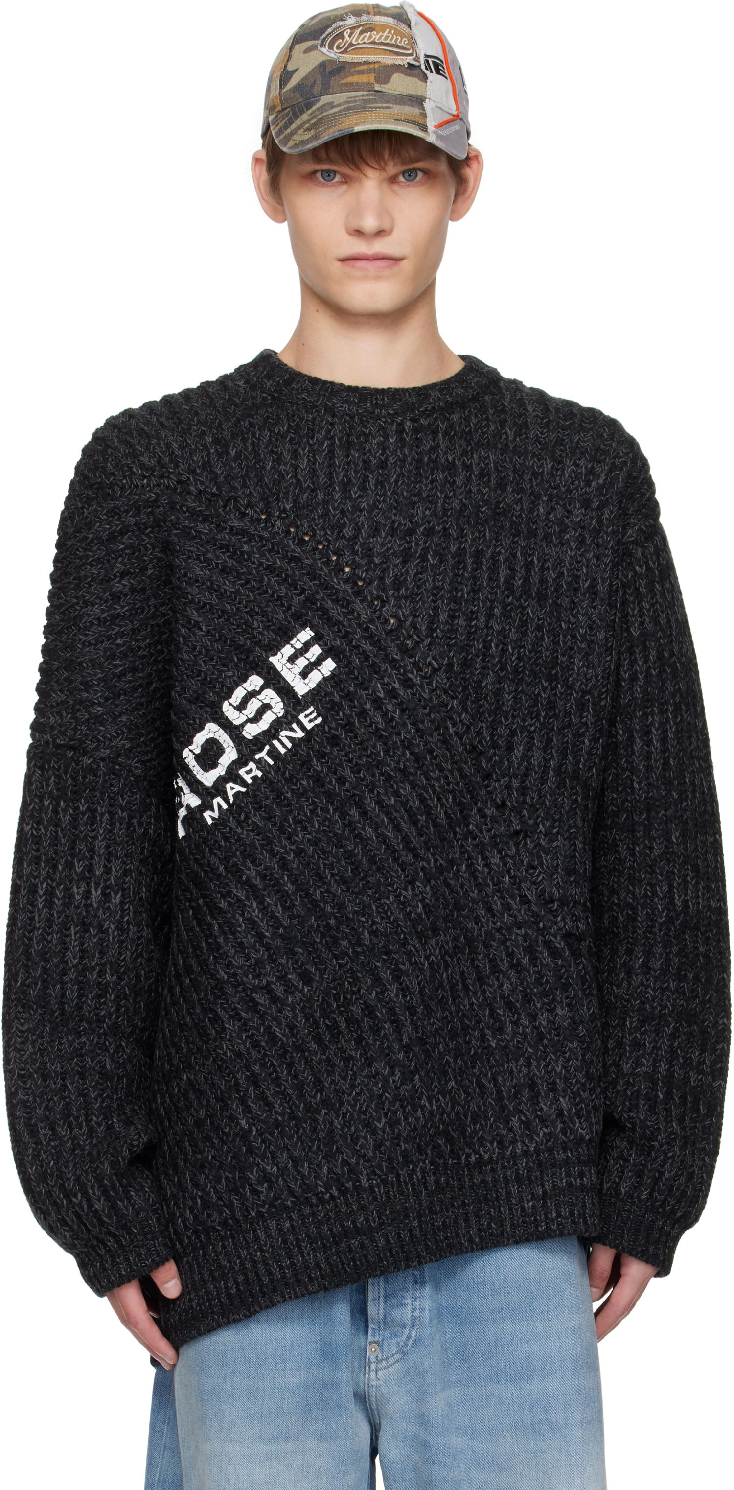 Sveter Martine Rose Martine Rose Engineered Fisherman Rib Sweater Čierna | 971YA03053, 0