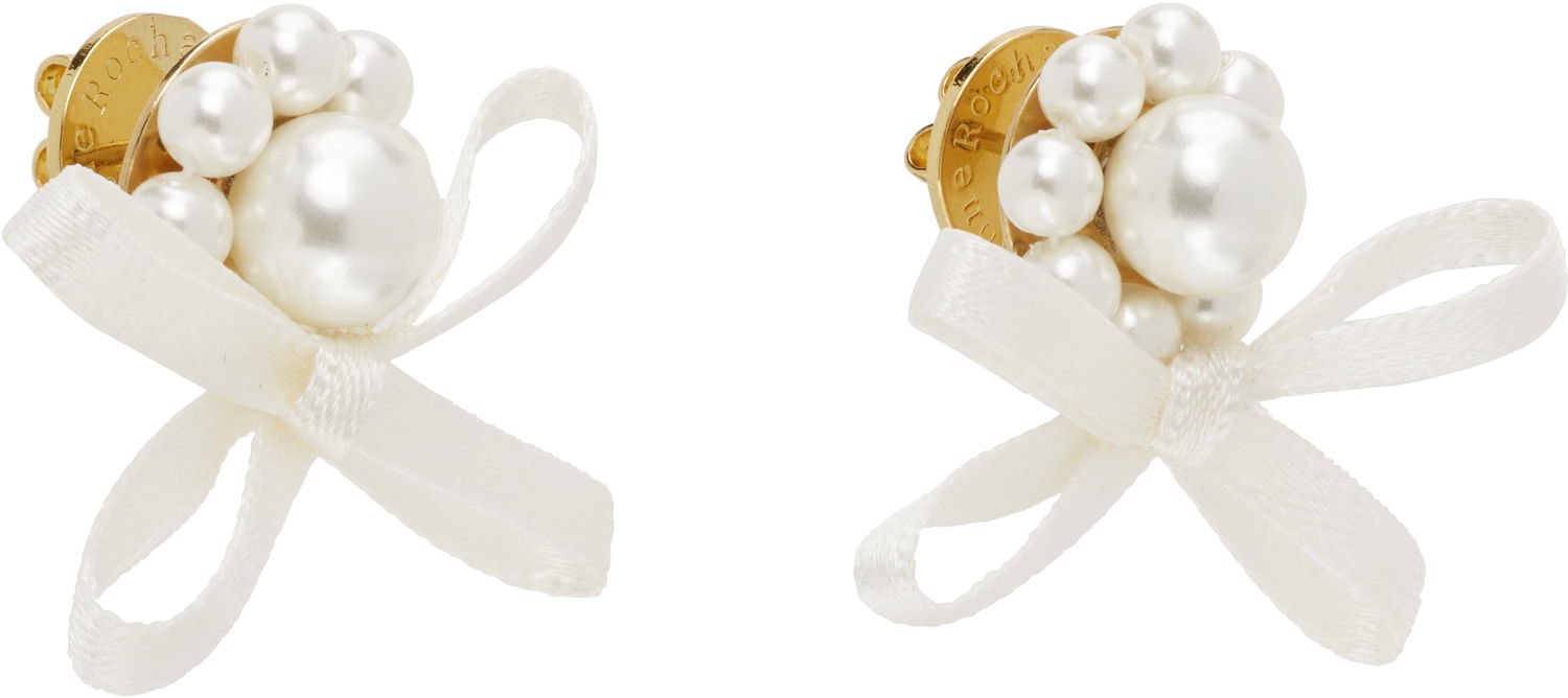 Náušnice Simone Rocha Simone Rocha Petite Bow Daisy Stud Earrings Biela | ERG552 0904, 1