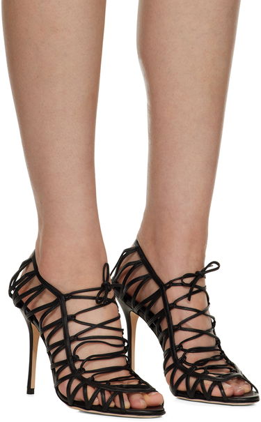 Starostlivosť o obuv Manolo Blahnik Manolo Blahnik Hamza Lace-Up Heeled Sandals Čierna | 123-2204, 3