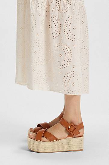 Doplnky BOSS Platform Espadrille Sandals Hnedá | 50542356, 1