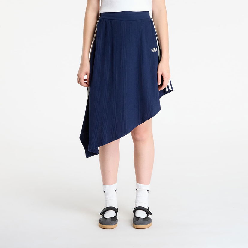 Sukňa adidas Originals Ribbed Asymmetric Skirt with 3-Stripes Navy | KS7782