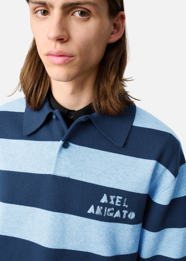Sveter AXEL ARIGATO Frey Striped Long-Sleeve Polo Sweater Modrá | A3315001, 7