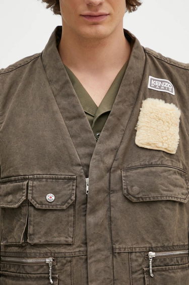 Vesta KENZO Khaki Mutlipocket Vest Hnedá | FE65VE0089GK, 3