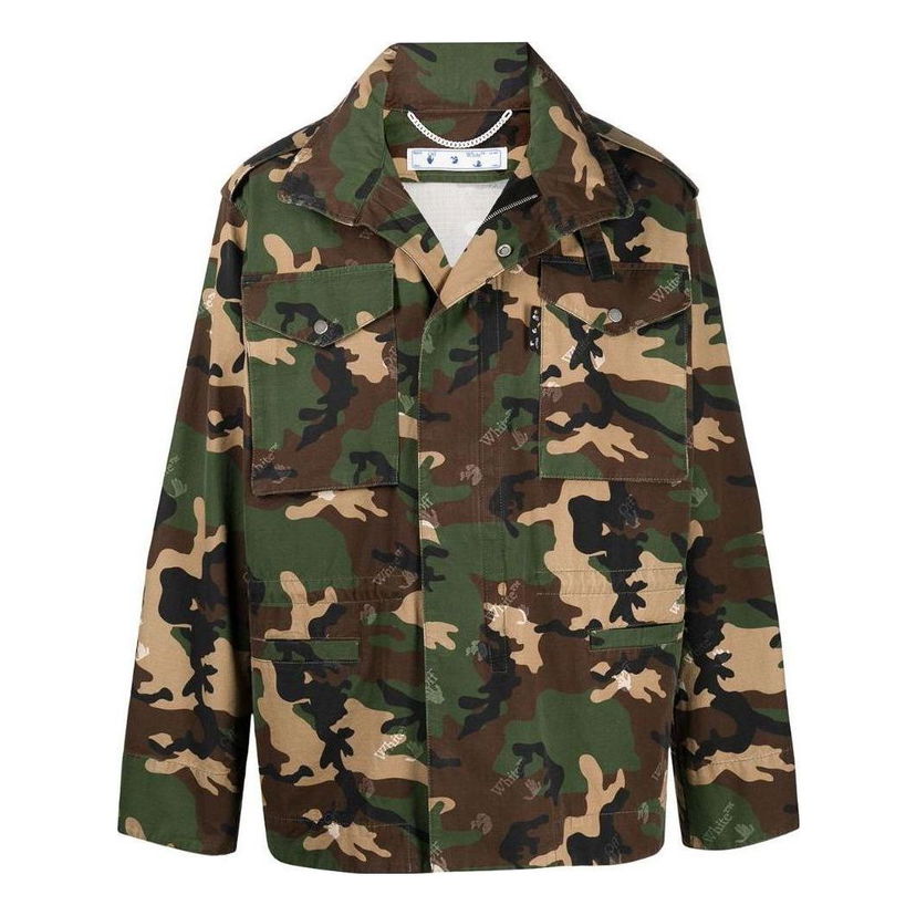 Bunda Off-White Off-White Camo Field Jacket Zelené | OMEL015S21FAB00156005600