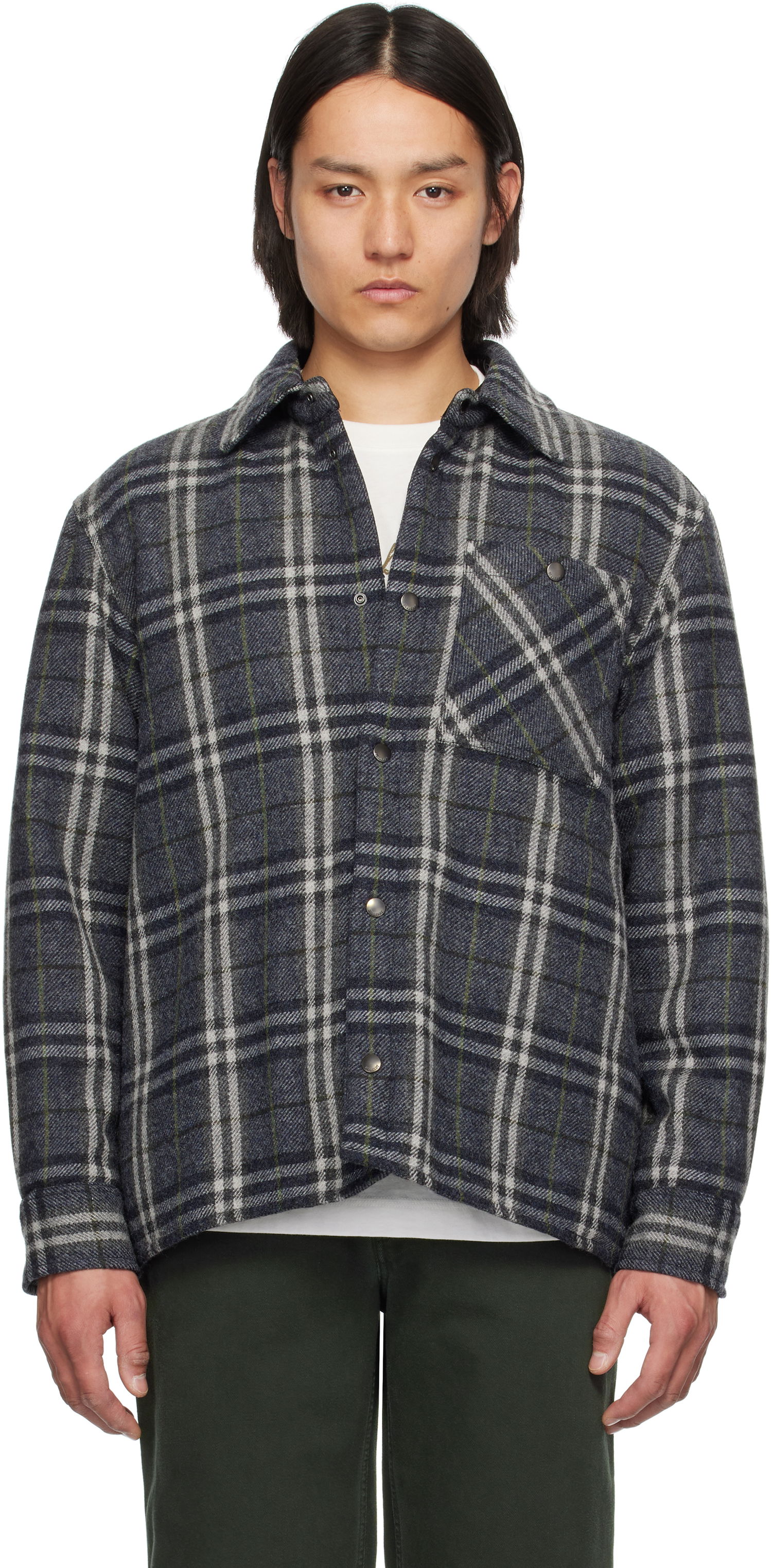 Košeľa Burberry Burberry Check Wool Overshirt Modrá | 8102224, 0