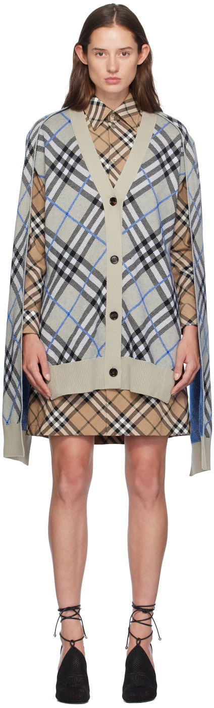 Sveter Burberry Check Cape Cardigan Béžová | 8095533, 0