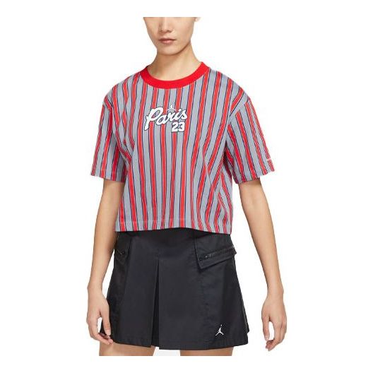 Crop Top Jordan Air Jordan Paris Saint-Germain Striped Short Sleeve T-Shirt Červená | DM4999-090
