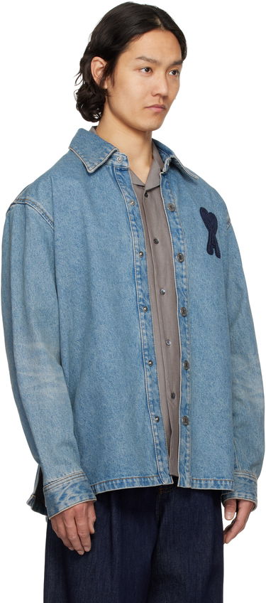 Bunda AMI AMI Paris Ami de Coeur Denim Overshirt Modrá | HJK275.DE0046, 1