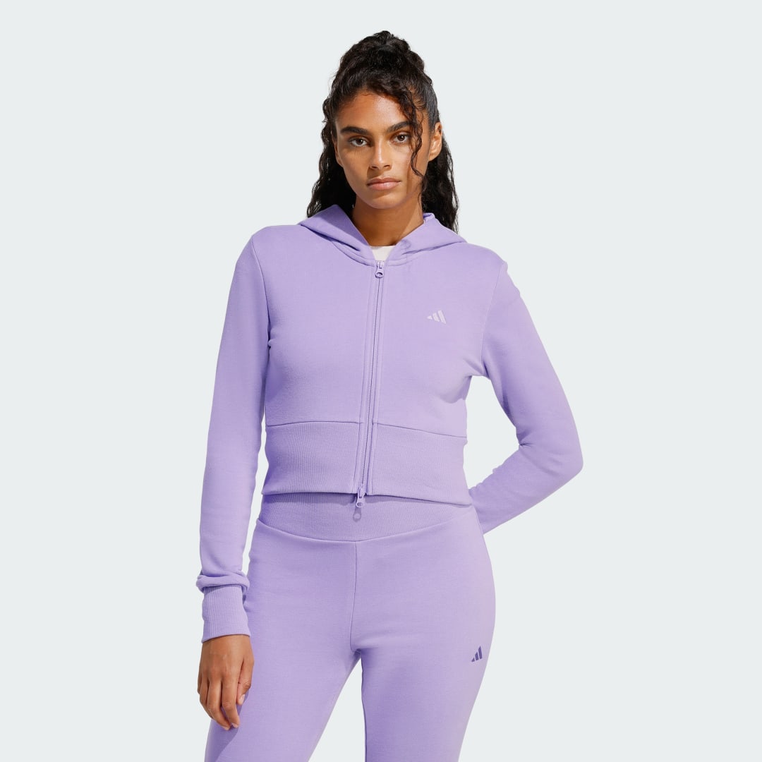 Mikina adidas Performance Seasonal Essentials French Terry Full-Zip Hoodie Fialová | KC3891, 0