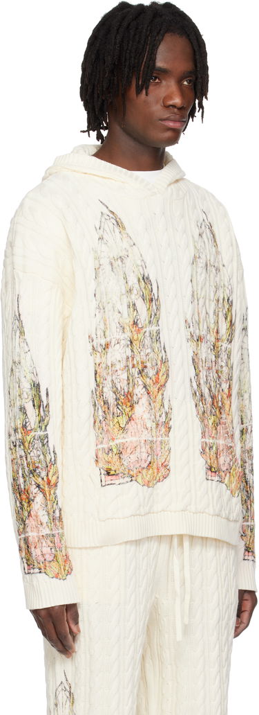 Sveter Who Decides War Who Decides War Flame Glass Cable Knit Hoodie Biela | 1110200019SS25, 1
