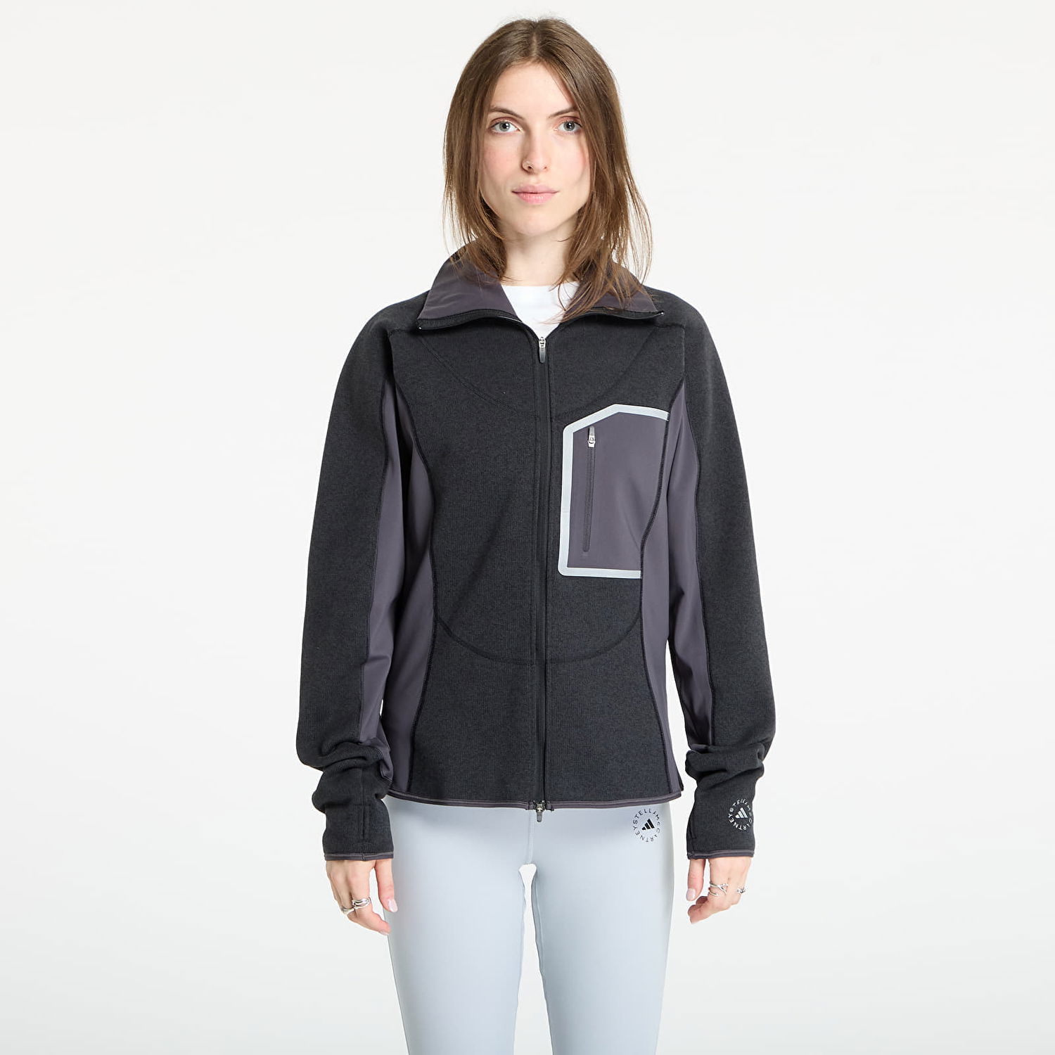 Bunda adidas Performance Stella McCartney CLIMAWARM Running Midlayer Full-Zip Jacket Čierna | JW2020, 0