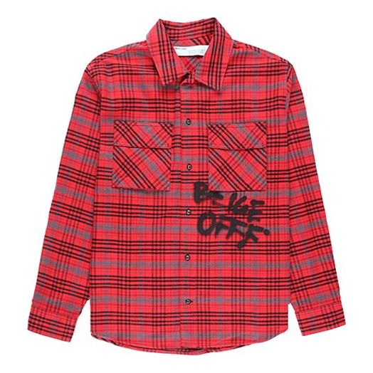 Košeľa Off-White Patterned Cotton Shirt Červená | OMGA091F19F330062010, 0
