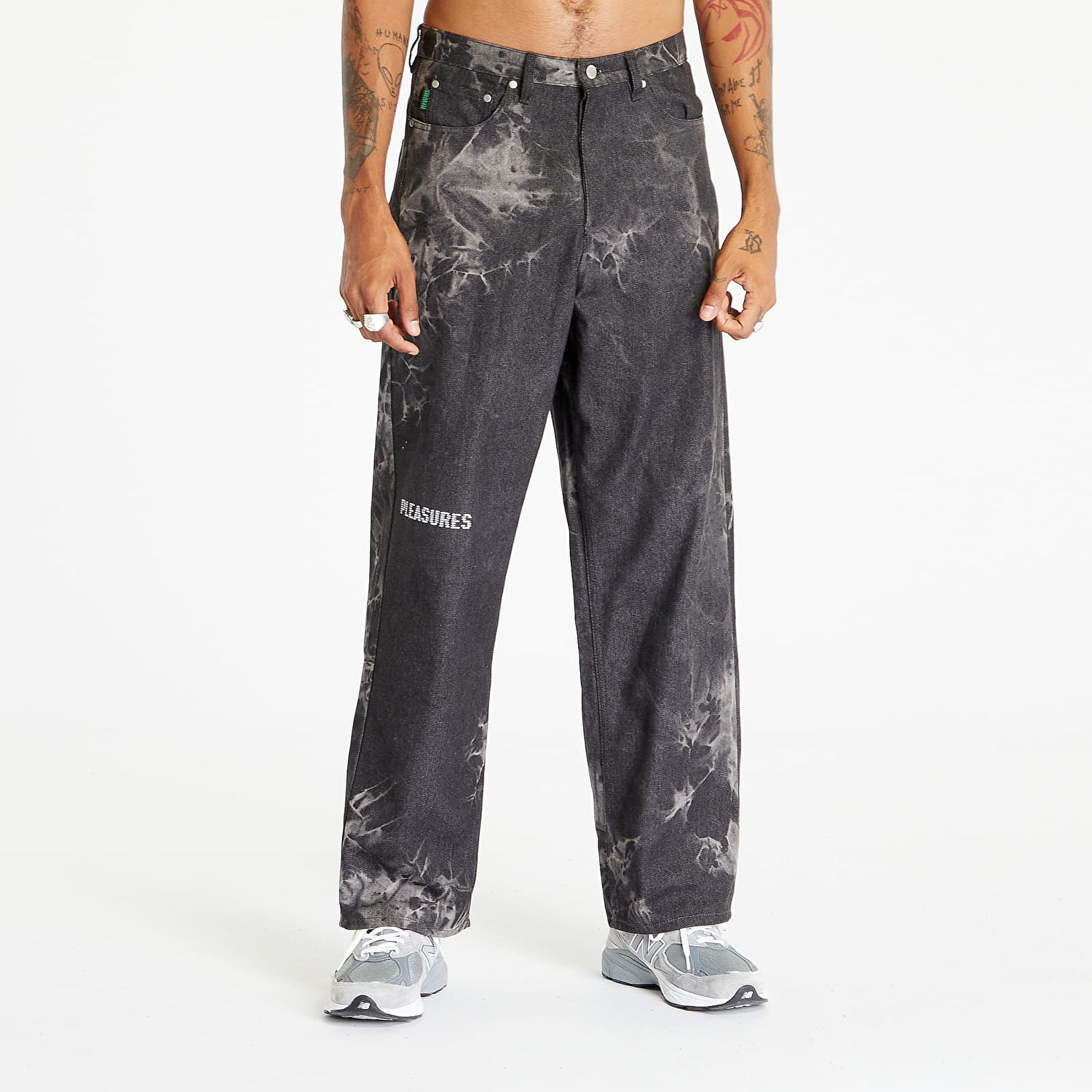 Nohavice Pleasures Formula Baggy Denim Black Čierna | P23F019 BLACK, 0