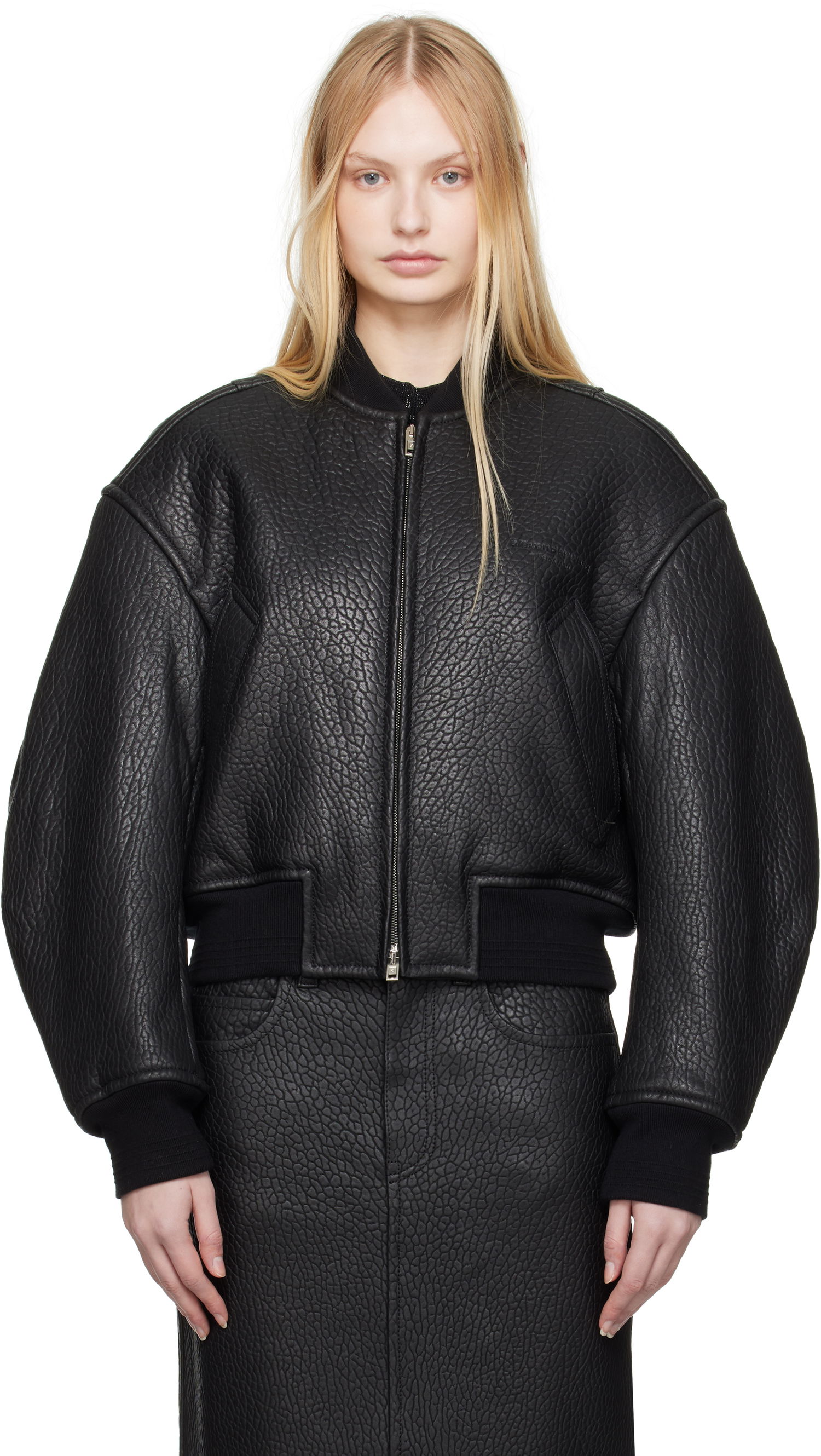 Bomber bunda Alexander Wang Alexander Wang Cropped Leather Bomber Jacket Čierna | 1WC1252627, 0