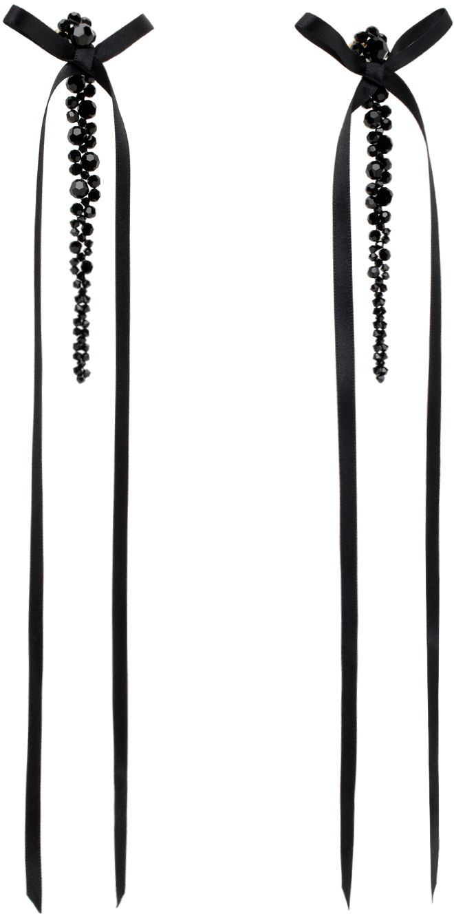 Náušnice Simone Rocha Simone Rocha Bow Ribbon Drip Earrings Čierna | ERG410 0903, 1