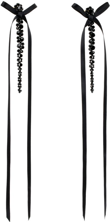 Náušnice Simone Rocha Simone Rocha Bow Ribbon Drip Earrings Čierna | ERG410 0903, 1