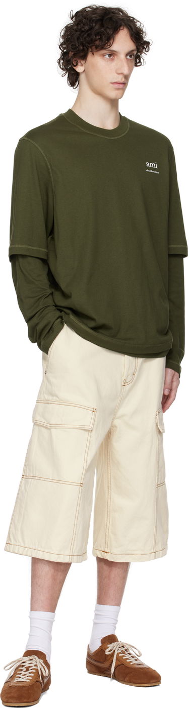 Šortky AMI AMI Paris Cotton Wide Fit Cargo Bermuda Shorts Béžová | HSO406.DE0039, 3