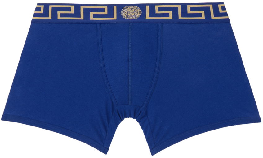 Boxerky Versace Greca Border Long Boxers Modrá | AU10028_1A10011, 0