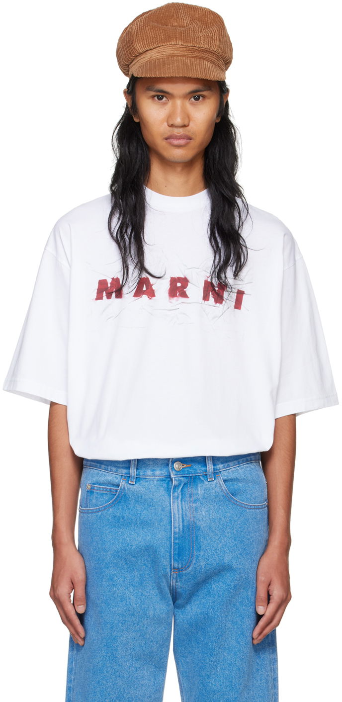 Tričko Marni T-shirt With Print Biela | HUMU0223PV USCW95, 0