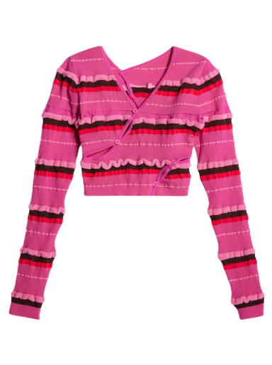 Sveter Jacquemus Le Tordu Asymmetric Cropped Cardigan Ružová | 231KN128-2282-450