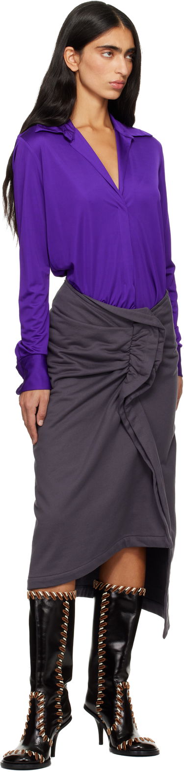 Košeľa Dries Van Noten Dries Van Noten Satin Shirt Fialová | 252-011155-2617, 4