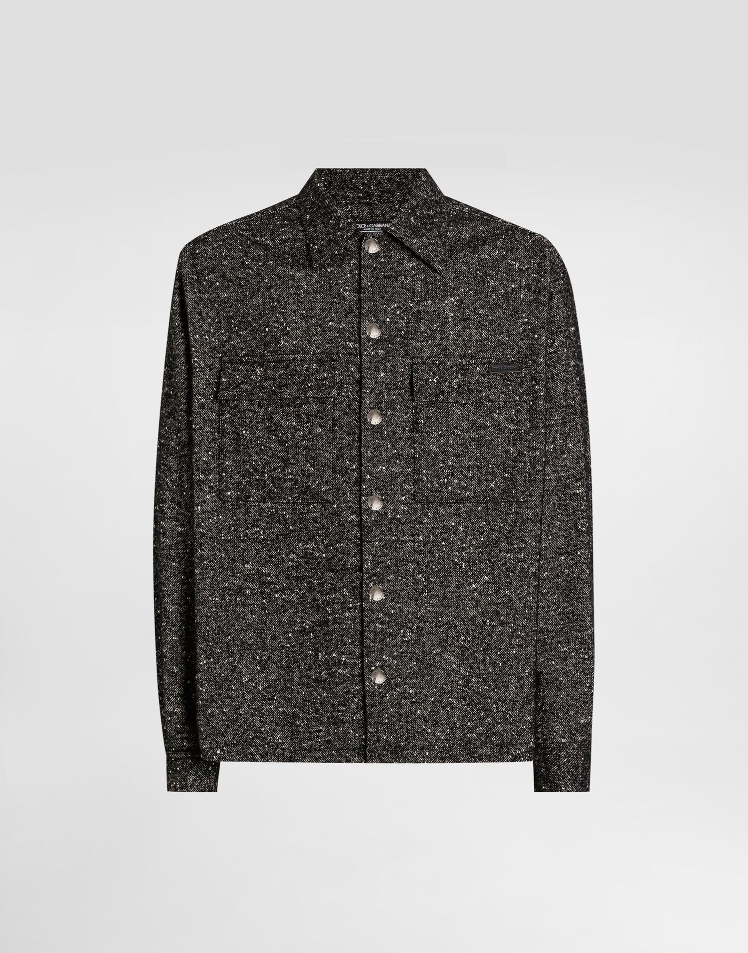 Košeľa Dolce & Gabbana Dolce & Gabbana Wool Blend Button-Up Shirt Čierna | G5MM6TFCZAMS8030, 0