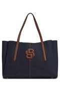 Denim Tote Bag with Double B Monogram