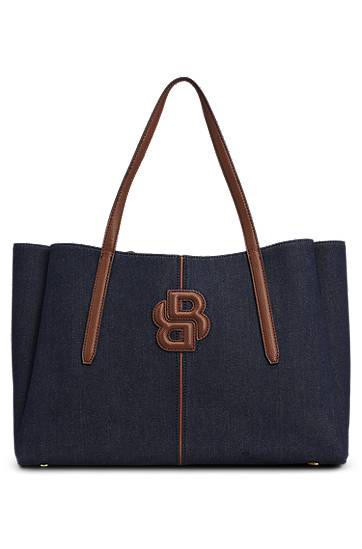 Tote bag BOSS Denim Tote Bag with Double B Monogram Modrá | 50547575, 0