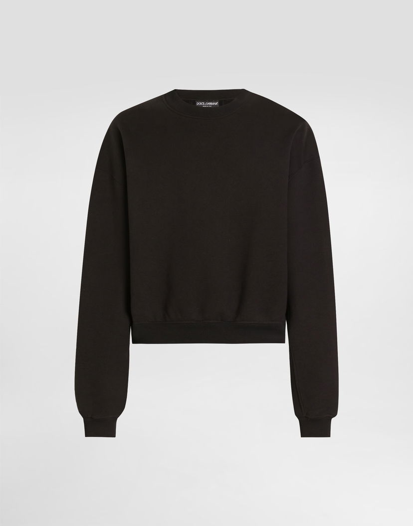 Mikina Dolce & Gabbana Dolce & Gabbana Long-Sleeved Cropped Sweatshirt Čierna | G9BVHTG7PLAN0000