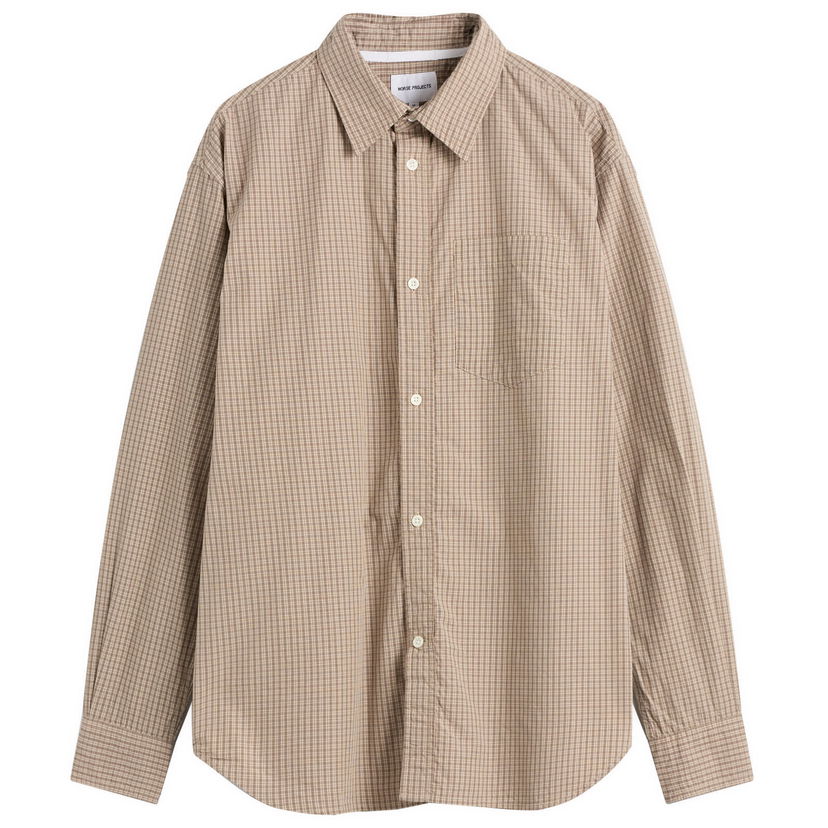 Košeľa NORSE PROJECTS Ole Oversize Poplin Check Shirt Béžová | N40-0851-9023