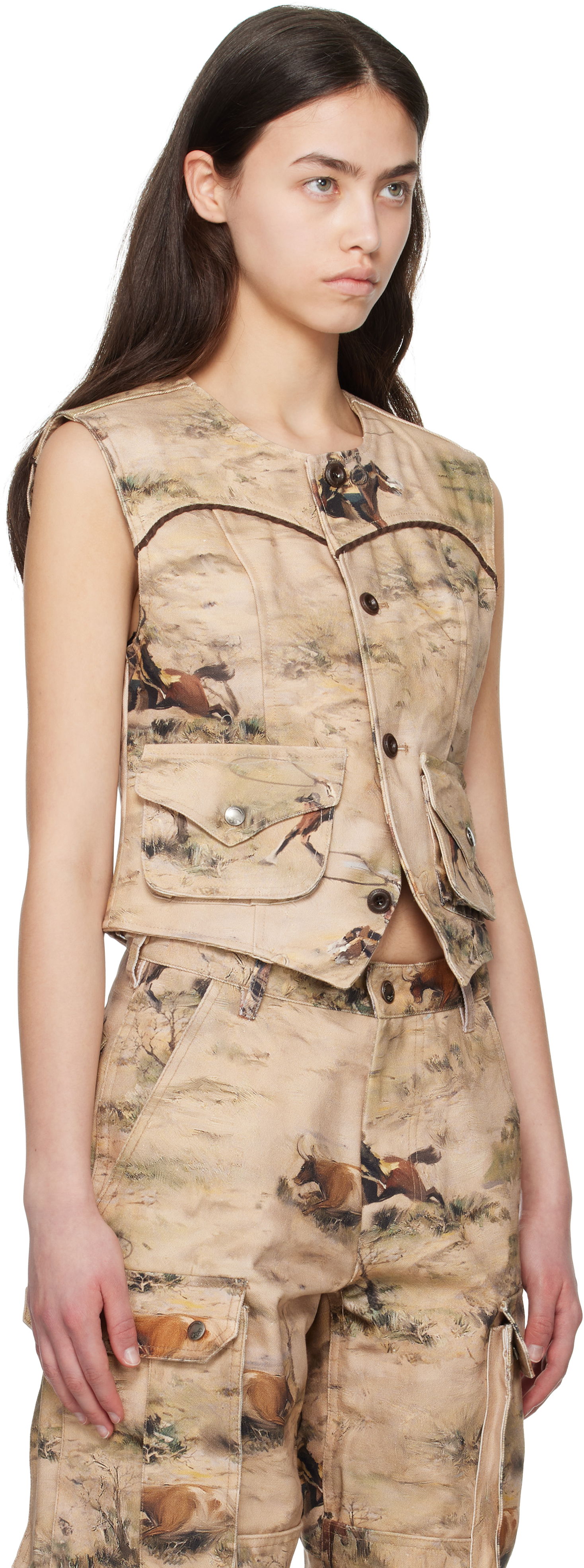 Vesta Andersson Bell Andersson Bell Cowboy Print Vest Béžová | awa697w, 1