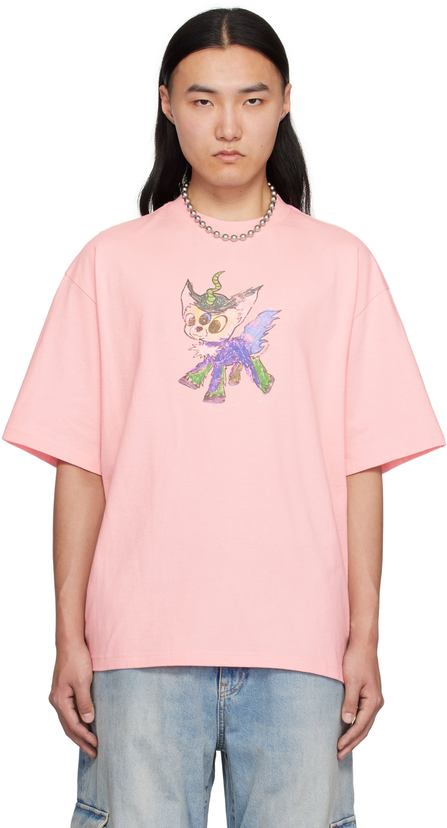 Tričko We11done We11done Jeff Monster Drawing T-Shirt Ružová | WD-TT0-25-744-U-PK, 0