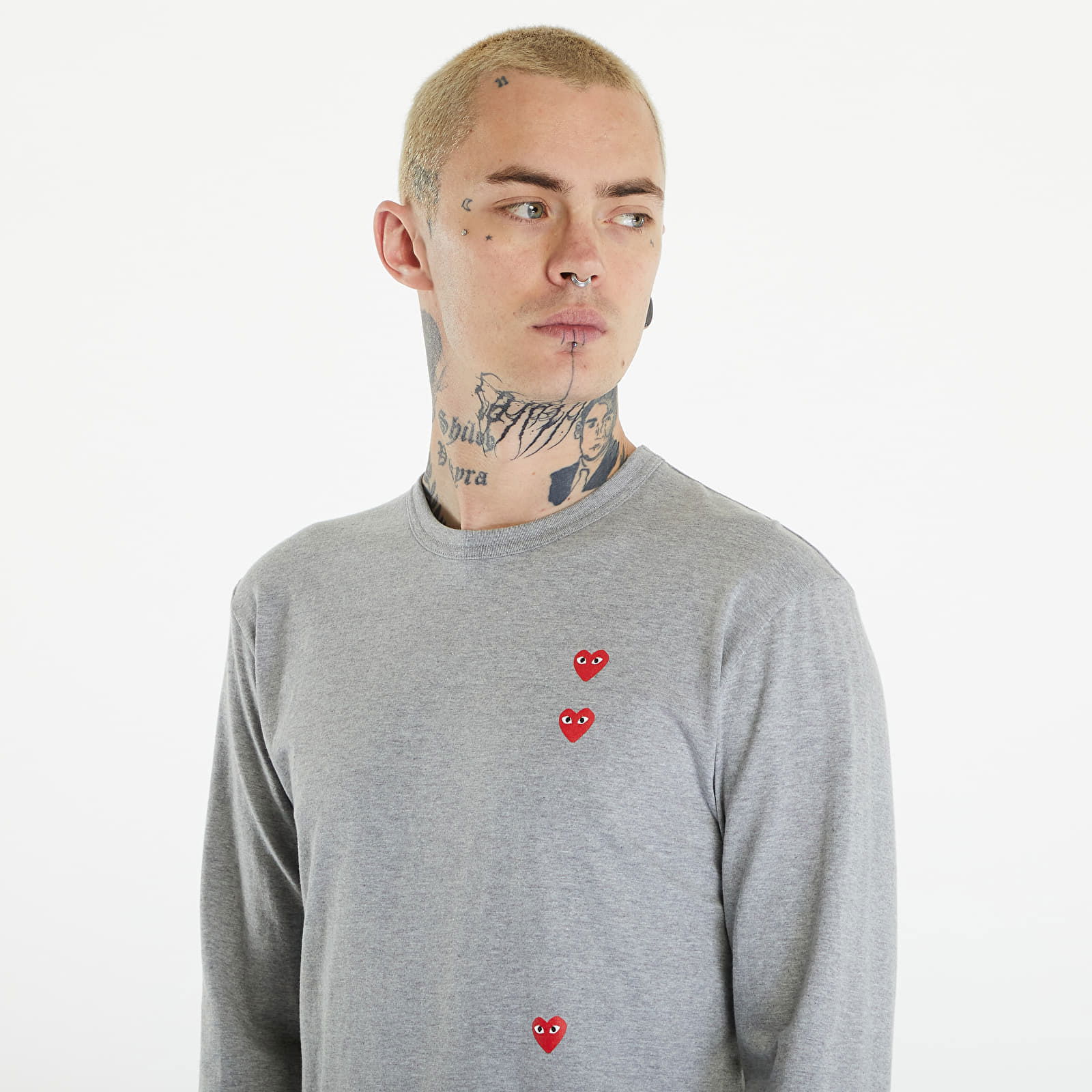 PLAY Long Sleeve Logo Print T-Shirt UNISEX Grey