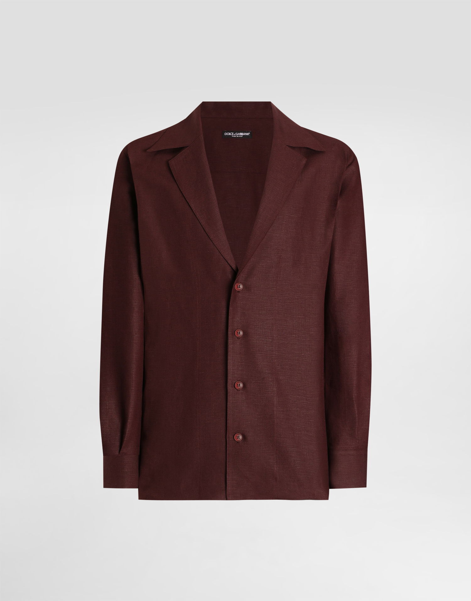 Košeľa Dolce & Gabbana Dolce & Gabbana Men's Linen Long Sleeve V-Neck Shirt Vínová | G5MX5TFU4MCM5039, 0