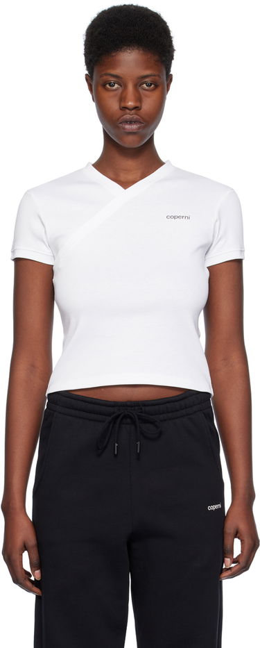 Tričko Coperni Coperni V-Neck Fitted T-Shirt Biela | COPJS71510, 0