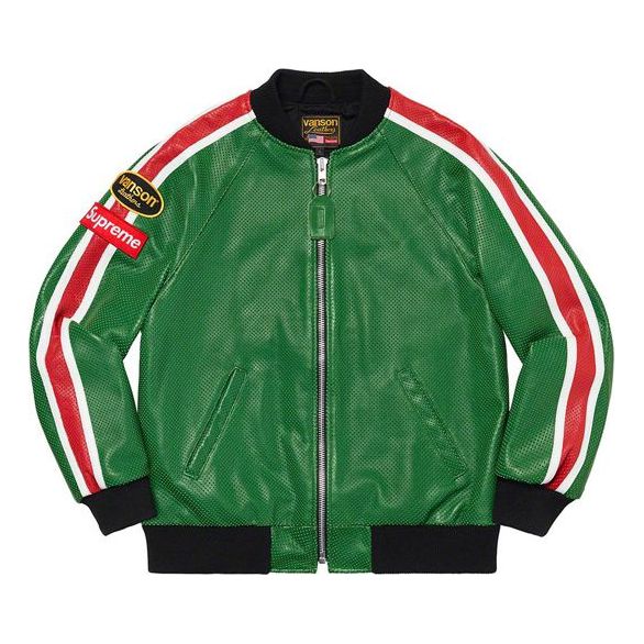 Bomber bunda Supreme Vanson Leathers Perforated Bomber Jacket Zelené | SUP-SS20-213, 0