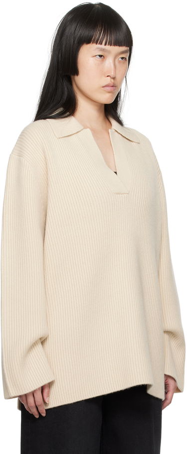 Sveter TOTEME TOTEME Ribbed Polo Sweater Béžová | 234-WRTWTP034-YA0004, 1