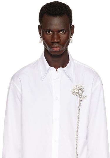 Náušnice Simone Rocha Simone Rocha Stacked Baroque Pearl Stud Earring Biela | ERG534-M SINGLE 0913, 2