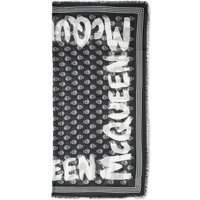 Šál Alexander McQueen Graffiti Logo Skull Scarf Šedá | 6611494418Q-1078, 1
