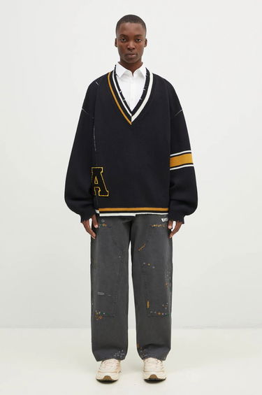 Sveter Ambush Destroyed Rib Knit V-Neck Sweater Čierna | BMHD003F24KNI0011010, 4