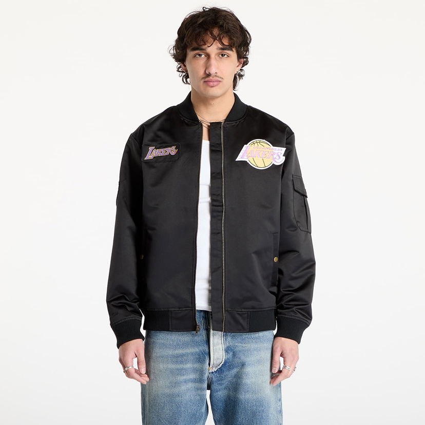 Bomber bunda Mitchell & Ness Team Leader Satin Bomber Jacket Čierna | JK8095-LALBLCK
