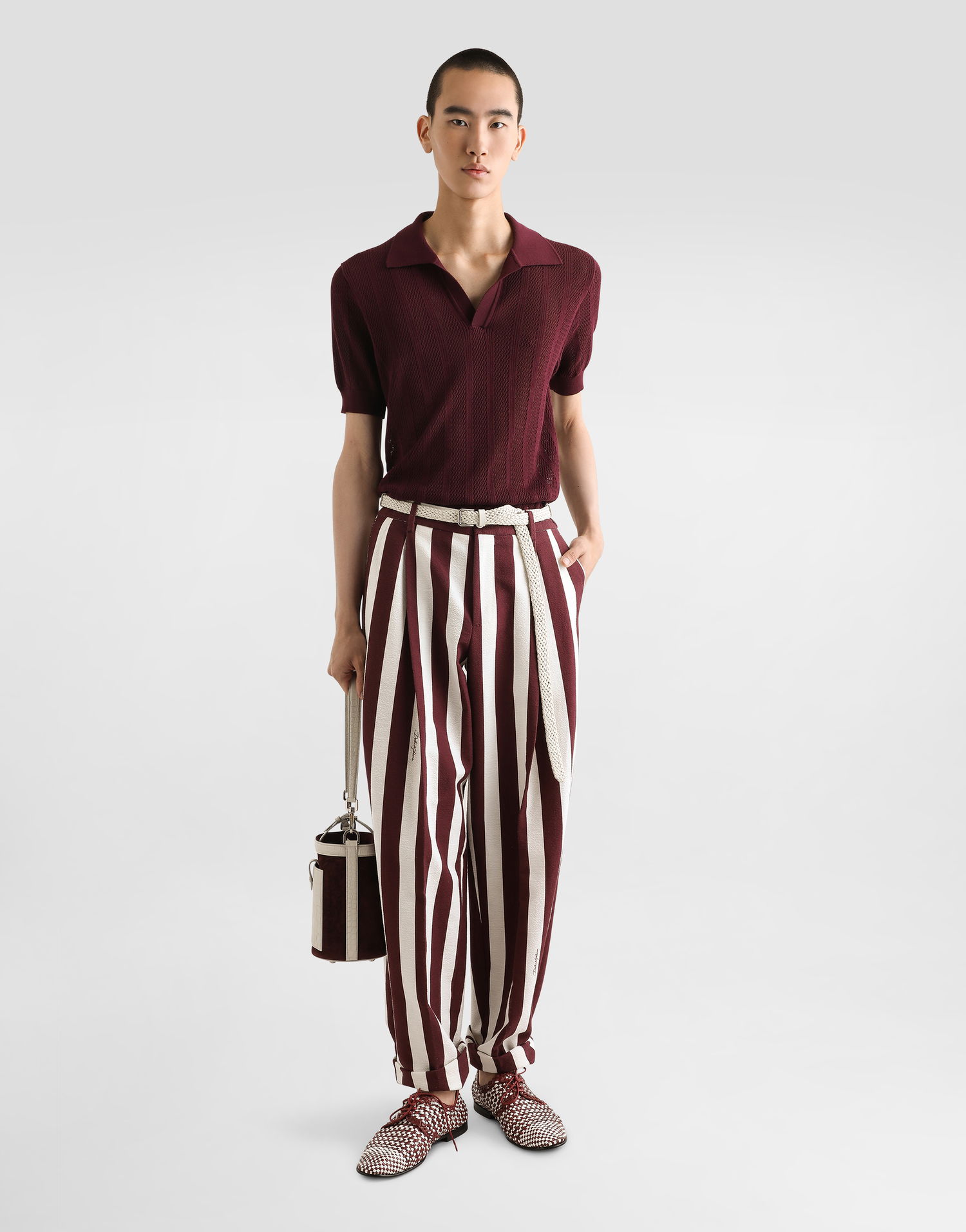 Nohavice Dolce & Gabbana Dolce & Gabbana Striped Cotton Jacquard Cropped Pants Rôznofarebný | GP10DTFS6OHHA9WR, 1