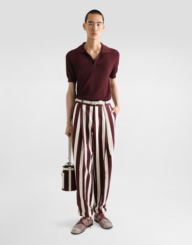 Nohavice Dolce & Gabbana Dolce & Gabbana Striped Cotton Jacquard Cropped Pants Rôznofarebný | GP10DTFS6OHHA9WR, 1