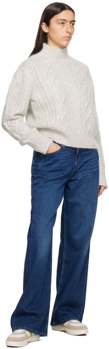 Sveter rag & bone Brody Cable Knit Sweater Šedá | WAS23F036SL36, 3