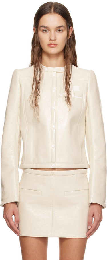 Bunda Courrèges Iconic Cropped Faux Leather Jacket Béžová | 423CBL137VY0014, 0