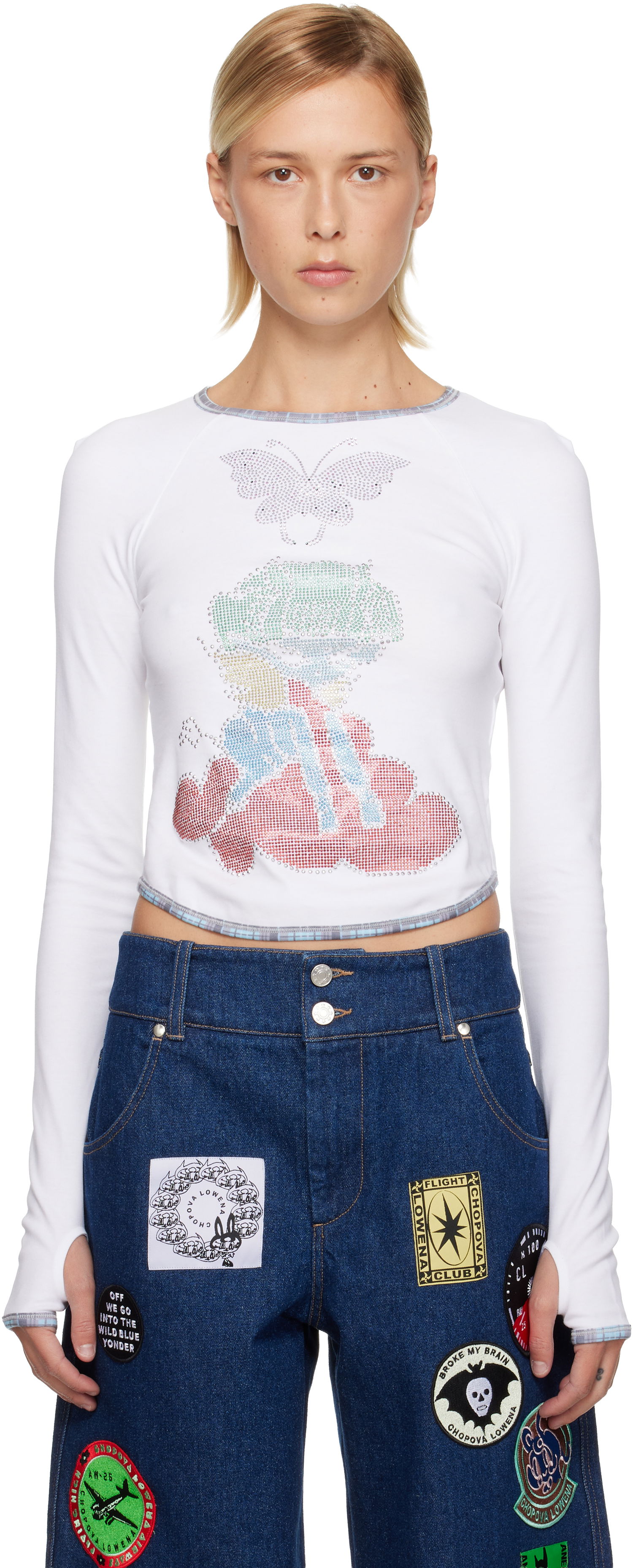 Tričko Chopova Lowena Chopova Lowena Crystal Cloud Fitted Jersey T-shirt Biela | 2400, 0