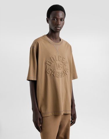 Tričko Dolce & Gabbana Dolce & Gabbana Cotton T-Shirt with Embossed Logo Hnedá | G8SJ6ZG7O2QM0672, 3