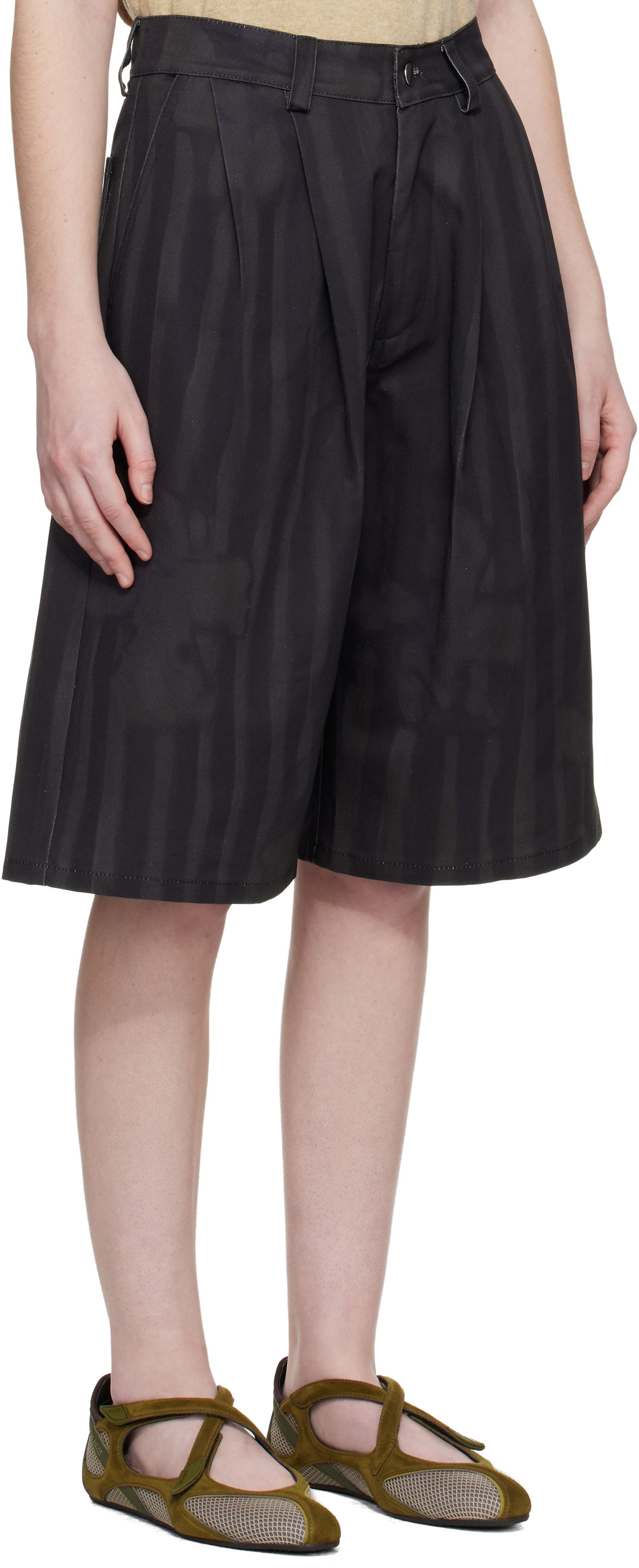 Šortky Collina Strada Pleated Striped Wide-Leg Knee-Length Catchfly Shorts Čierna | XX6055, 1