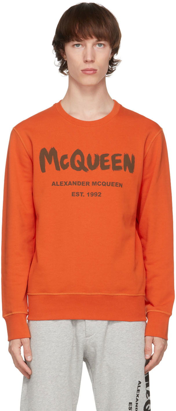 Mikina Alexander McQueen Graffiti Sweatshirt Oranžová | 662578QRZ71, 0
